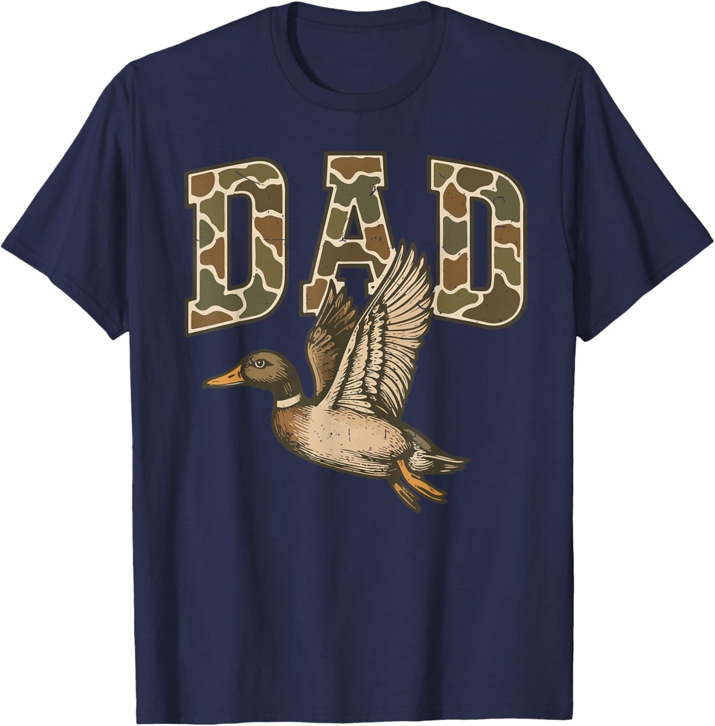 Men's Camouflage Dad Mallard Duck Hunting Camo Dog Hunting T-Shirt - T-Shirt | Navy