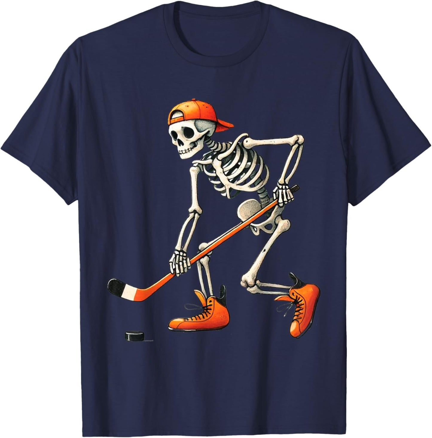 Skeleton Hockey Halloween Costume Sport Men Boys Kids T-Shirt - T-Shirt | Navy