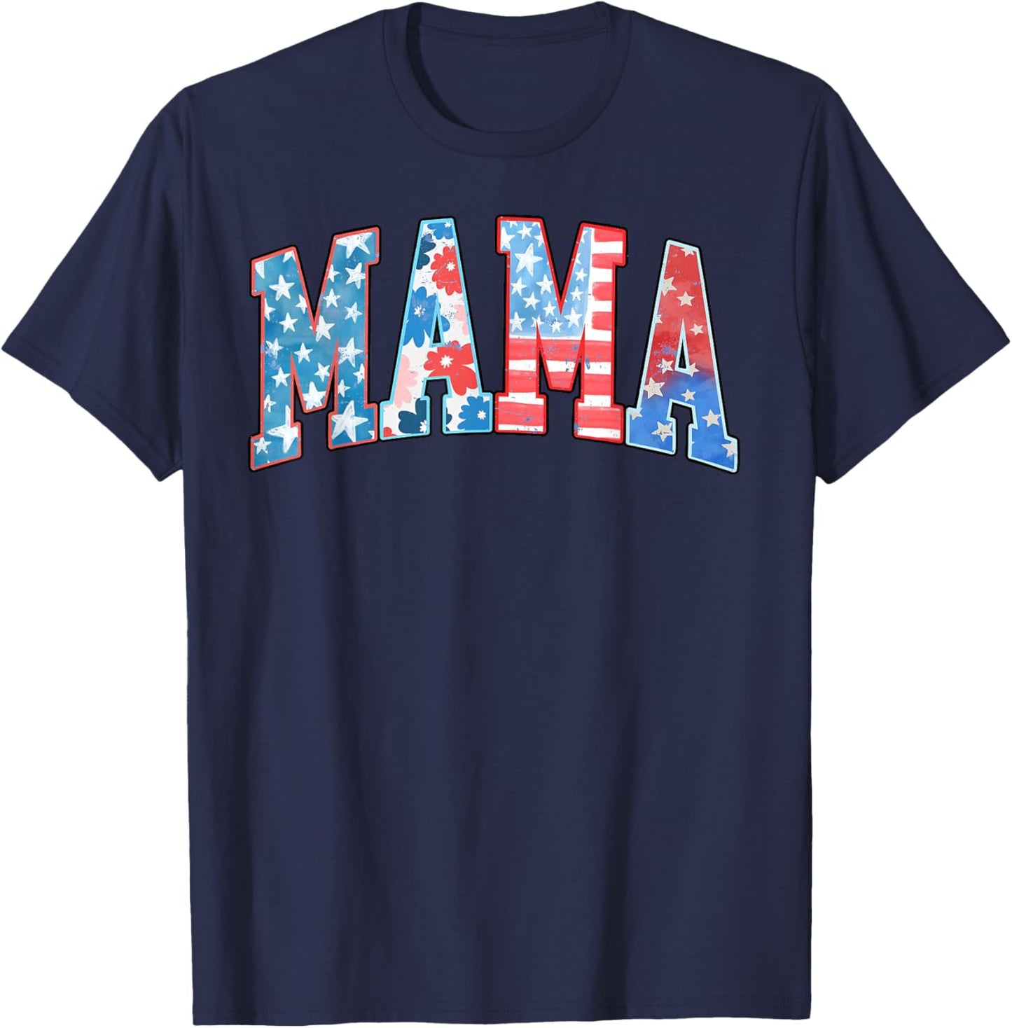 American Mama Patriotic Red White Blue America 4th of July T-Shirt - T-Shirt | Navy