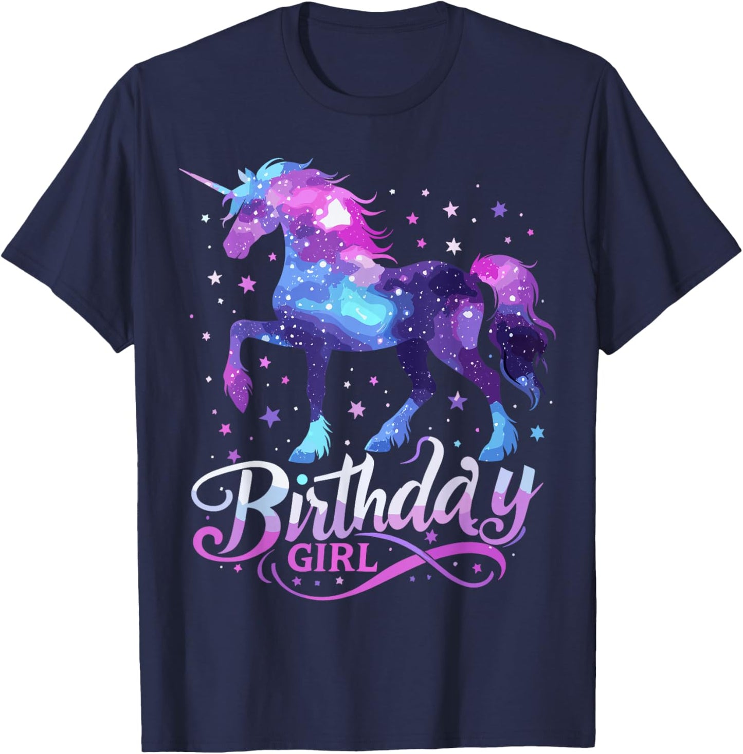Space Unicorn Birthday Girl Galaxy Unicorn T-Shirt - T-Shirt | Navy