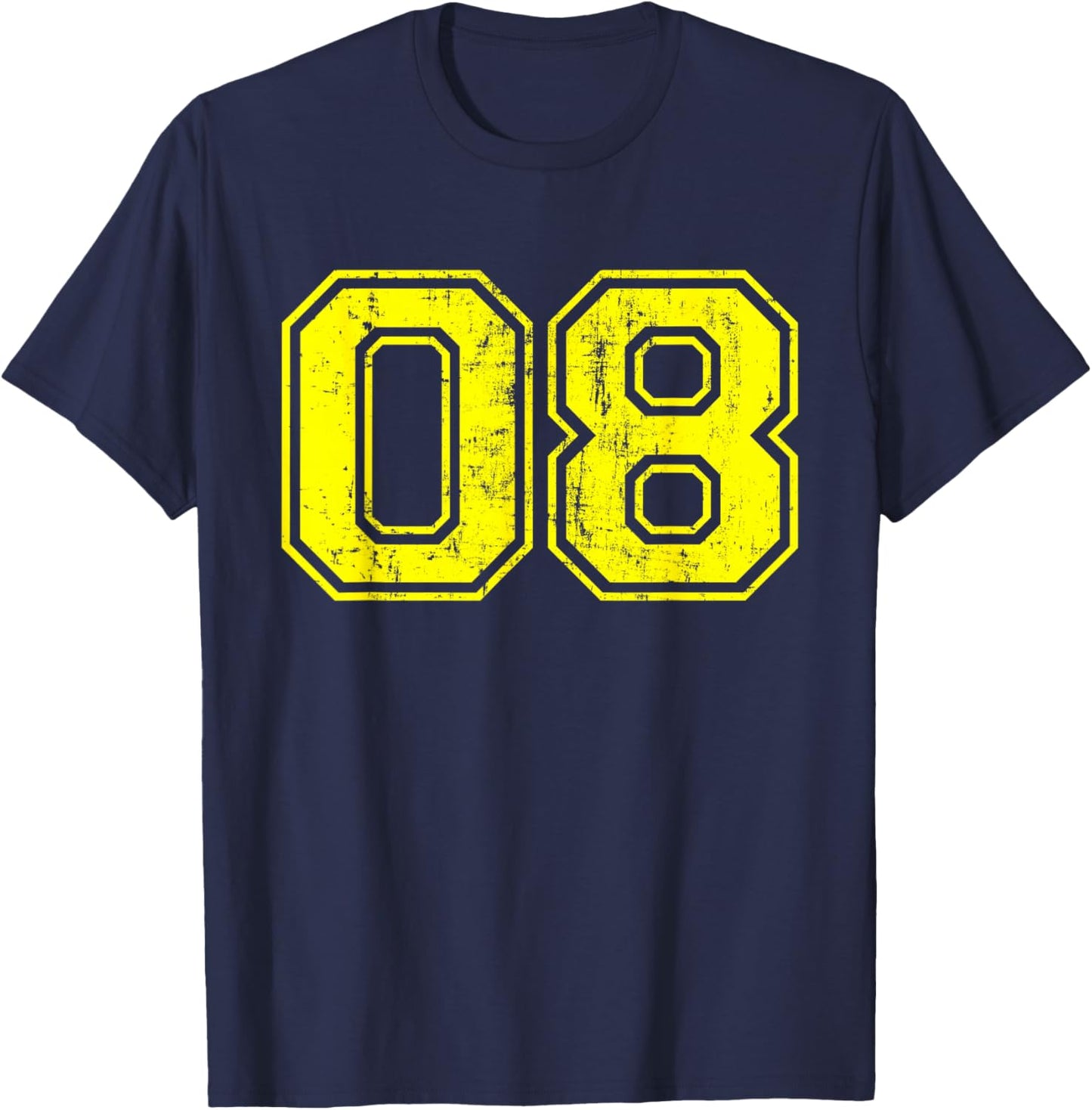 Number 08 Eight Varsity Distressed Vintage Sport Team Player T-Shirt - T-Shirt | Navy