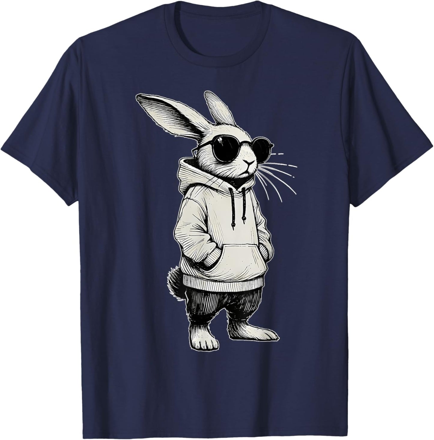 Bunny Face With Sunglasses Easter Day for Boys Men Kids T-Shirt - T-Shirt | Navy