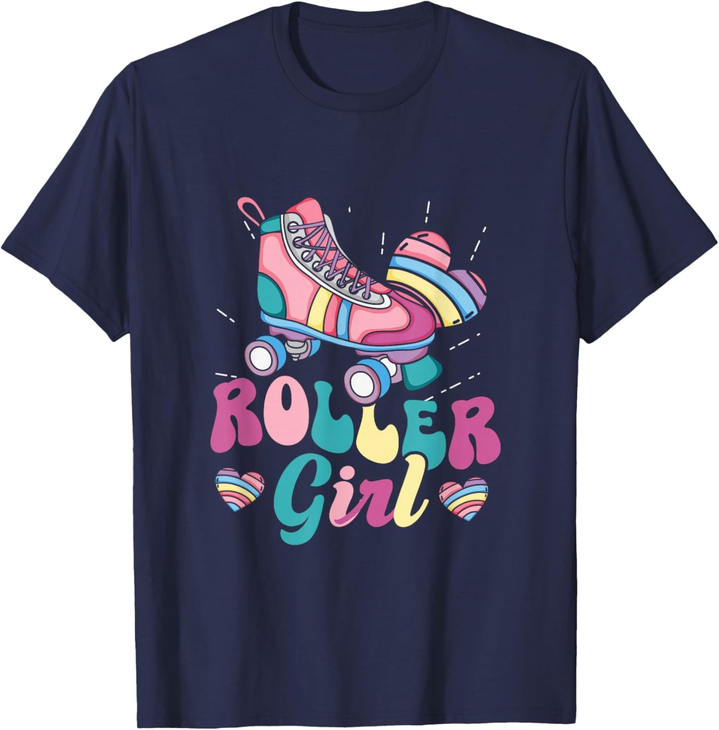 Roller Girl Skater Skating Retro Vintage 70s 80s 90s Skates T-Shirt - T-Shirt | Navy