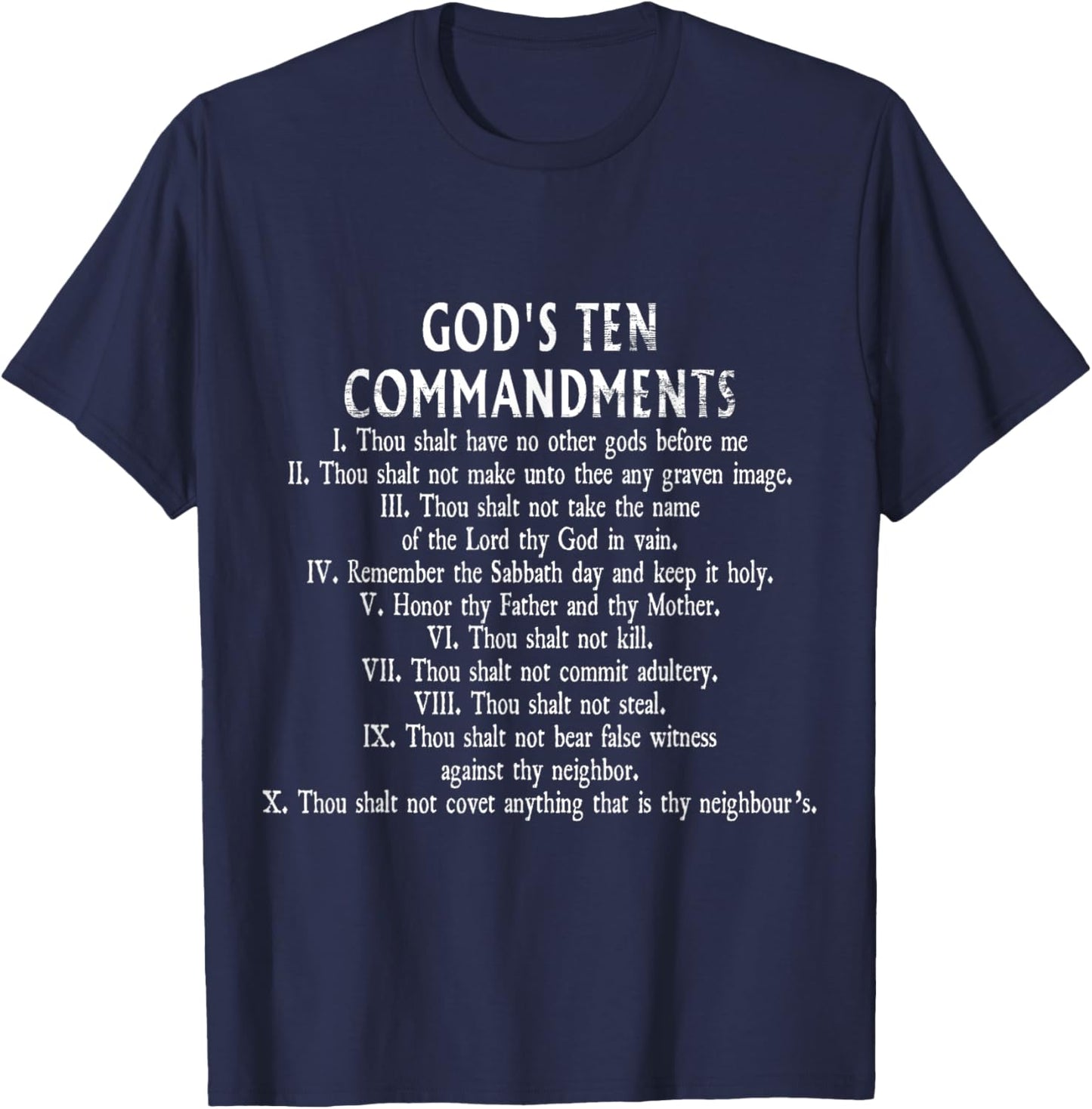 Lion Head Bible Verses God's Ten Commandments Jesus T-Shirt - T-Shirt | Navy