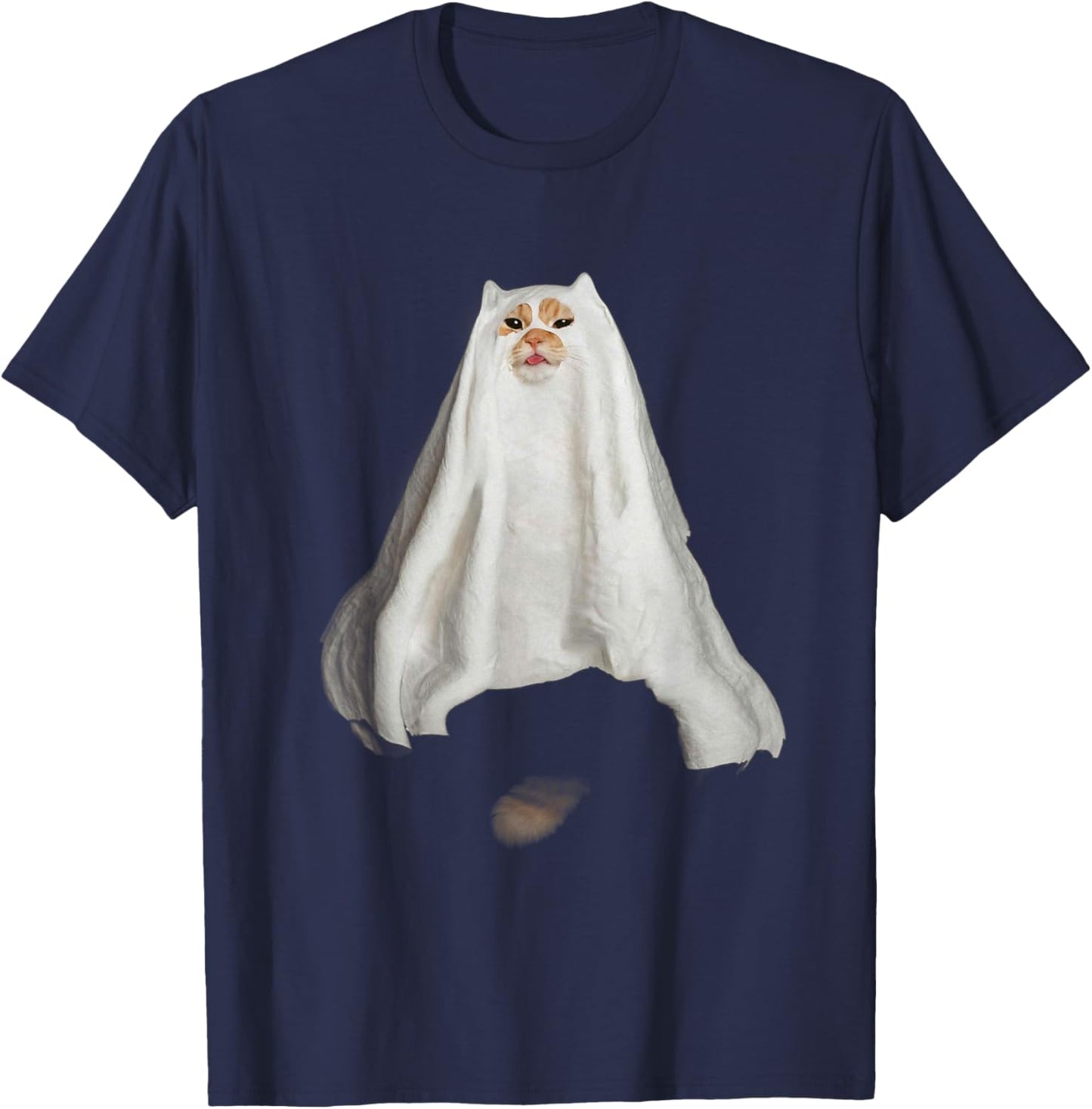 Ghost Cat Meme Funny Halloween Men Women Kids T-Shirt - T-Shirt | Navy