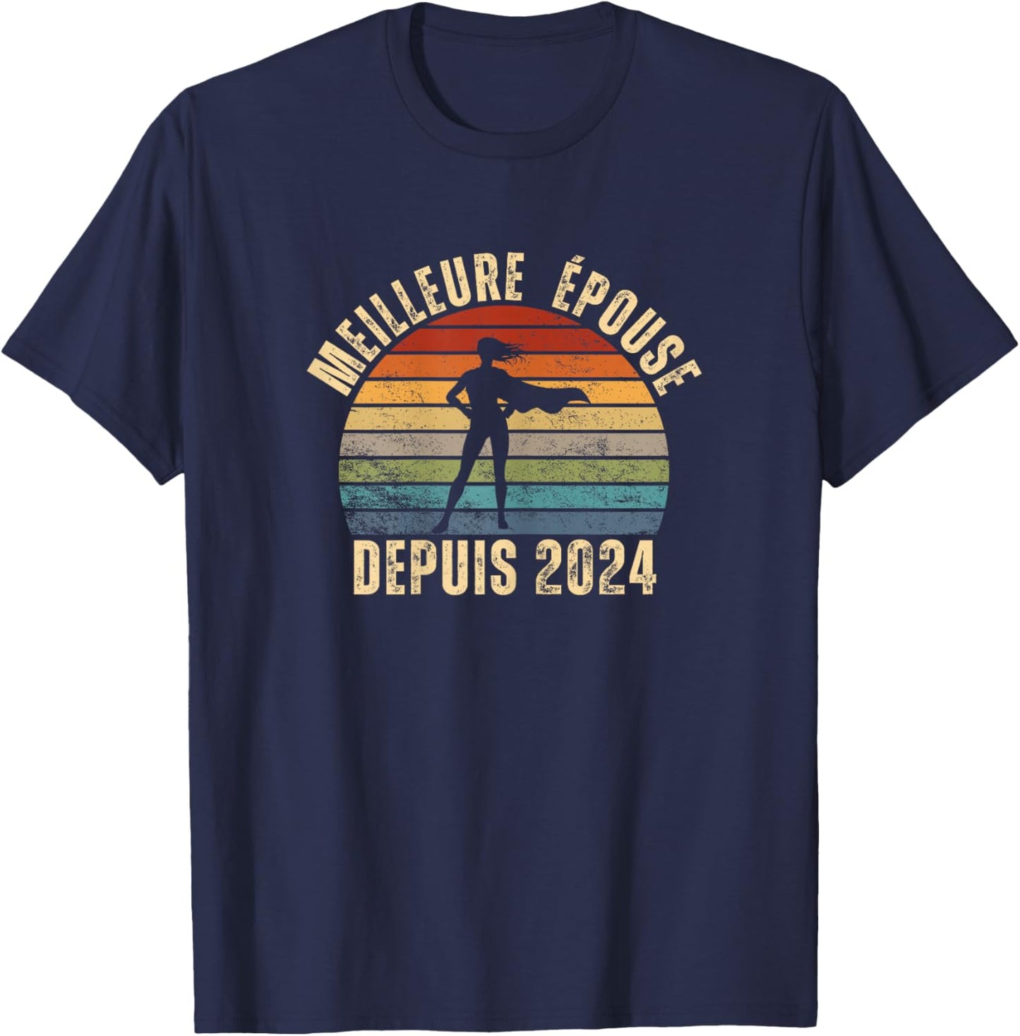 Best Wife Since 2024 Wedding Anniversary Couple Married T-Shirt - T-Shirt | Navy
