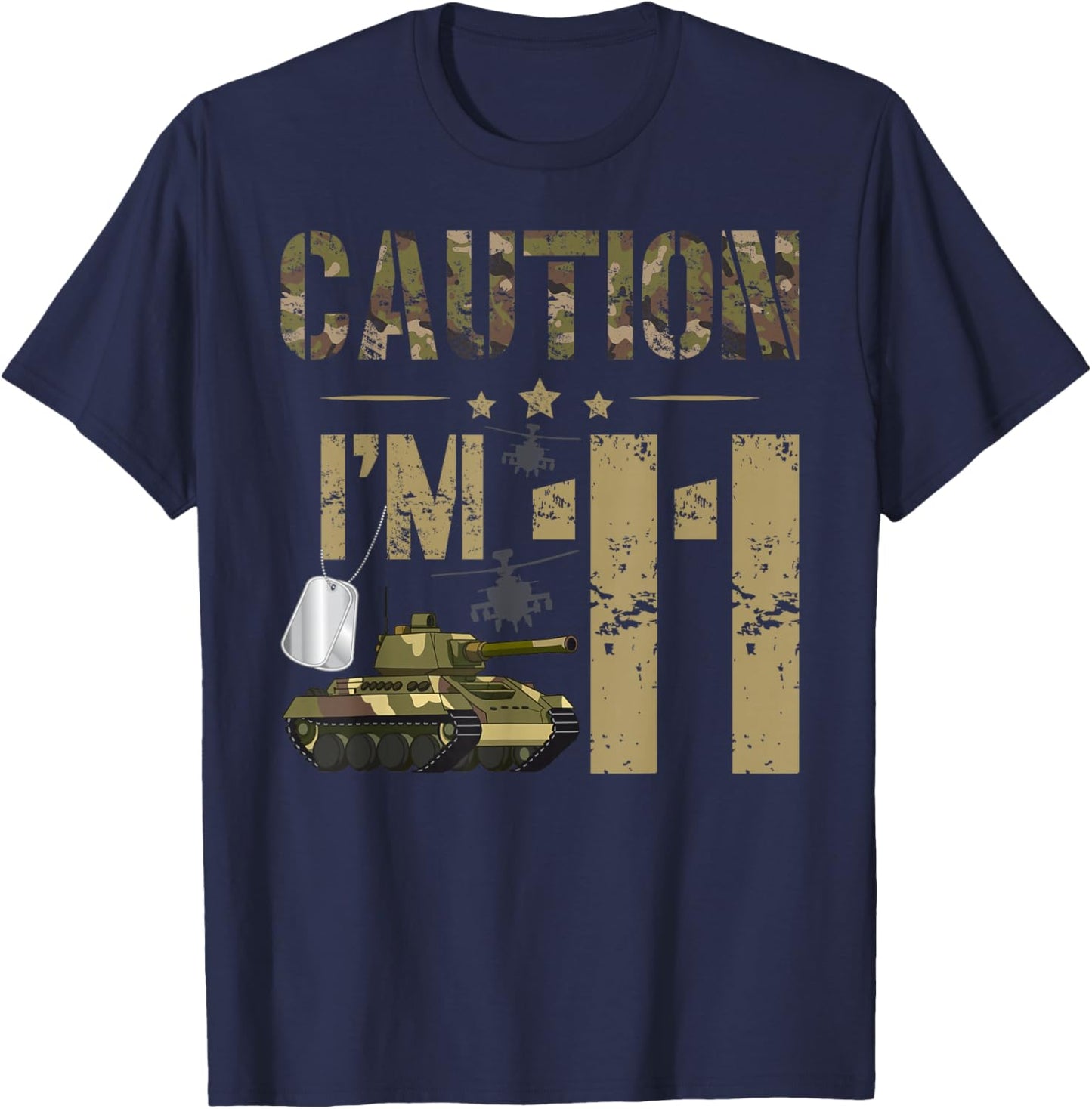 11th Military Birthday Eleven Year Old Soldier Birthday T-Shirt - T-Shirt | Navy