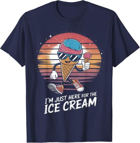 I'm Just Here For The Free Ice Cream Vintage Kids Men T-Shirt - T-Shirt | Navy