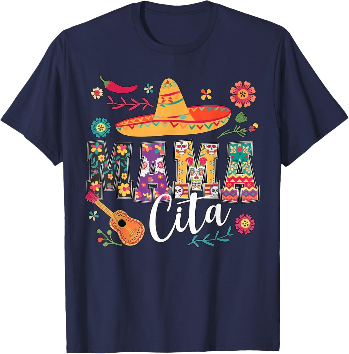 Cinco De Mayo Mamacita Flower Mama Cita Mexican Fiesta Party T-Shirt - T-Shirt | Navy