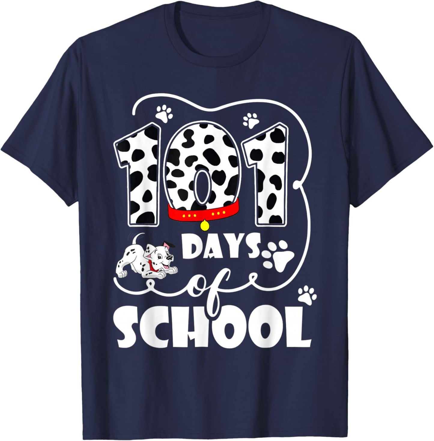 Happy 101 Days School Cute Dog Lover 100 Days Student Kids T-Shirt - T-Shirt | Navy