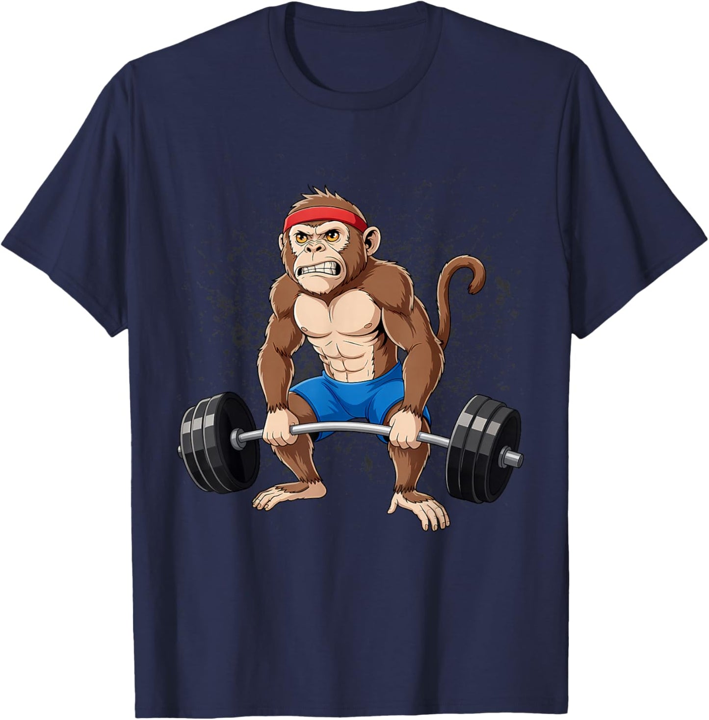 Monkey Weightlifting Powerlifting Deadlift Fitness T-Shirt - T-Shirt | Navy