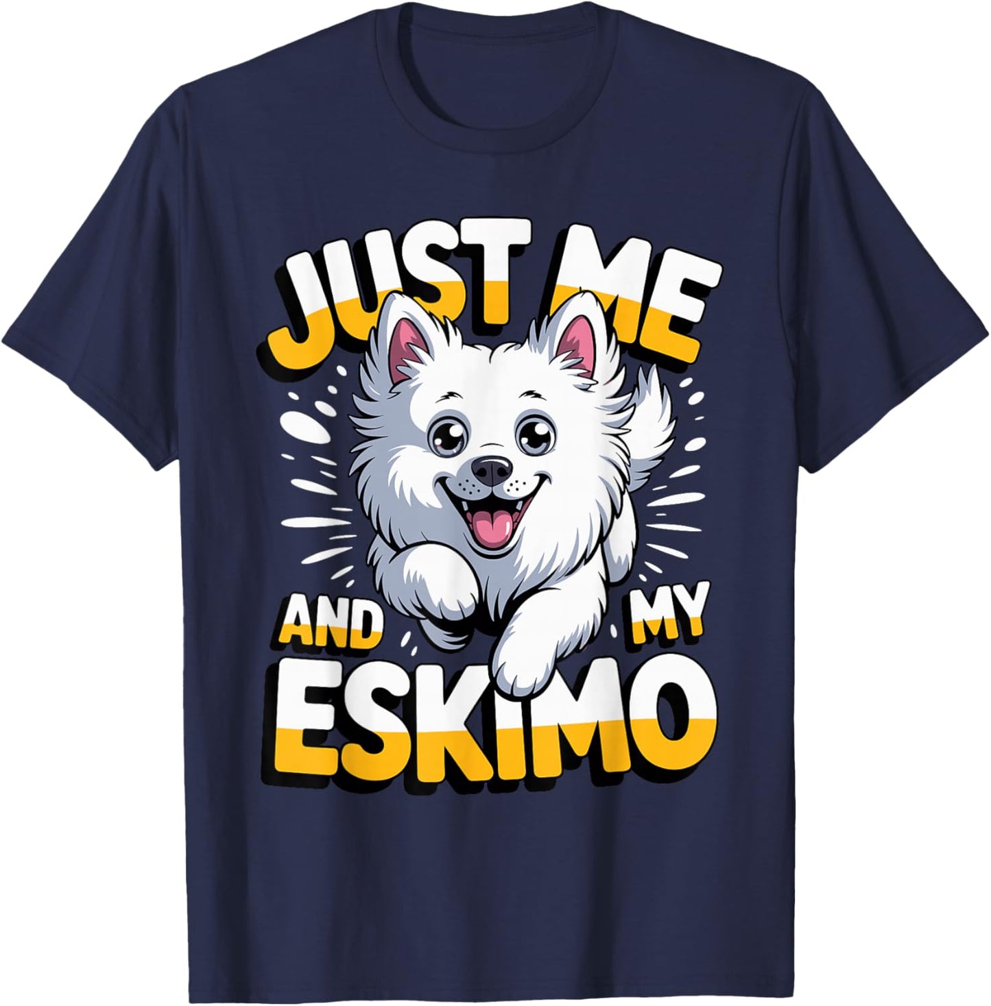Just me and My Eskimo Cartoon Dog Breed Pet American Eskimo T-Shirt - T-Shirt | Navy