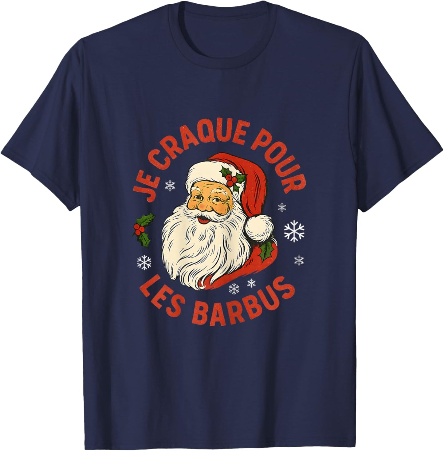 Je Craque pour Les Barbus, Santa Claus Retro Funny T-Shirt - T-Shirt | Navy