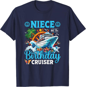Niece Of The Birthday Cruiser Cruise Boat Birthday Party T-Shirt - T-Shirt | Navy
