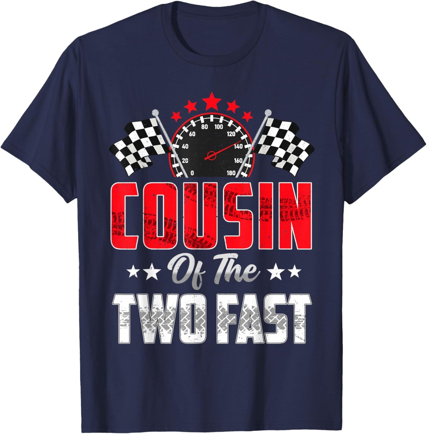 Cousin of The Two Fast 2nd Birthday Racing Car Family T-Shirt - T-Shirt | Navy