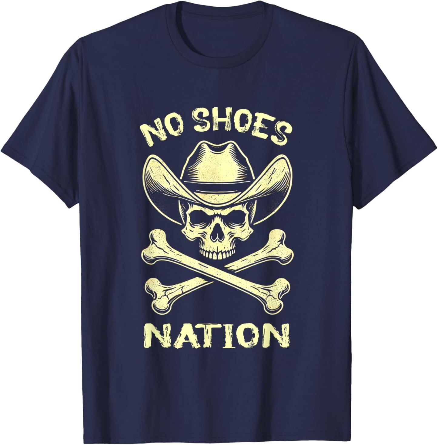 No Shoes No Nation Funny Skull Saying Shoes T-Shirt - T-Shirt | Navy