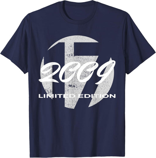 17th Birthday Girl Boy 17 Years 2009 Funny Gift T-Shirt - T-Shirt | Navy
