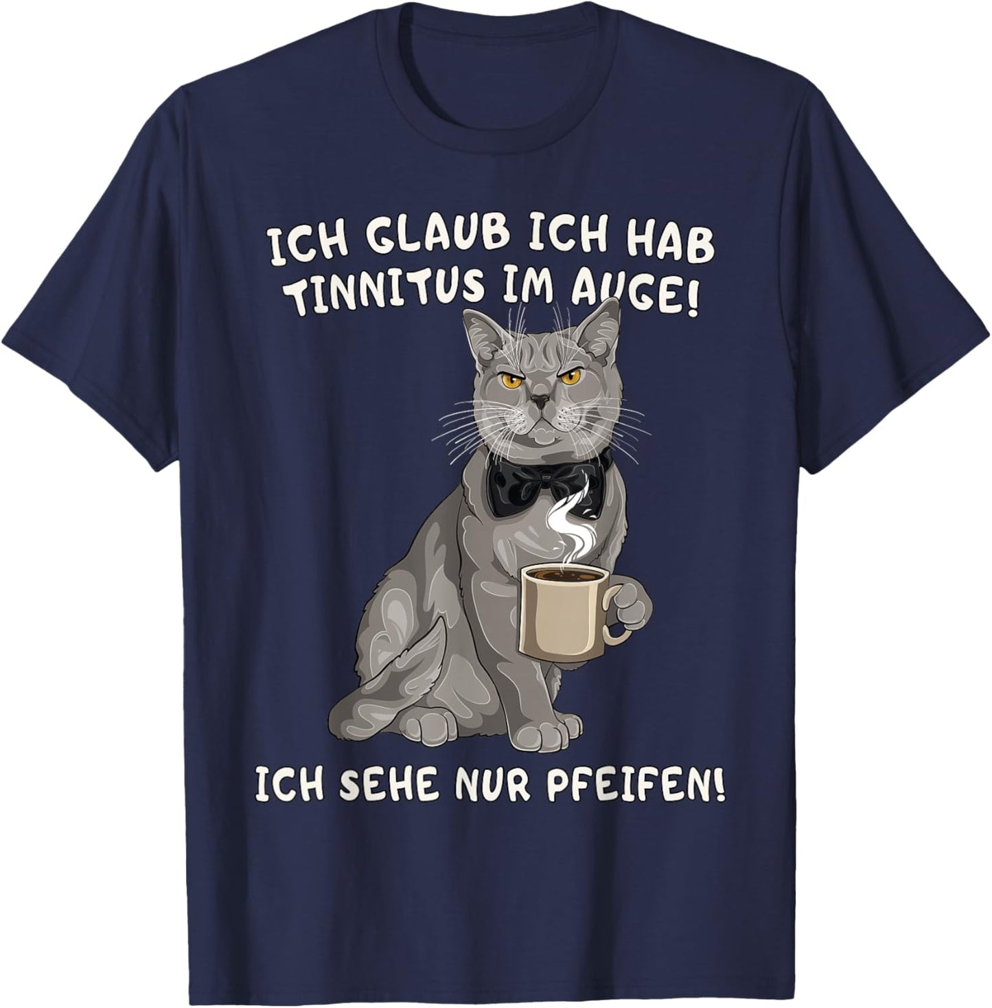 Sarkastische Katze Kaffee Büro Montag Humor lustig T-Shirt - T-Shirt | Navy