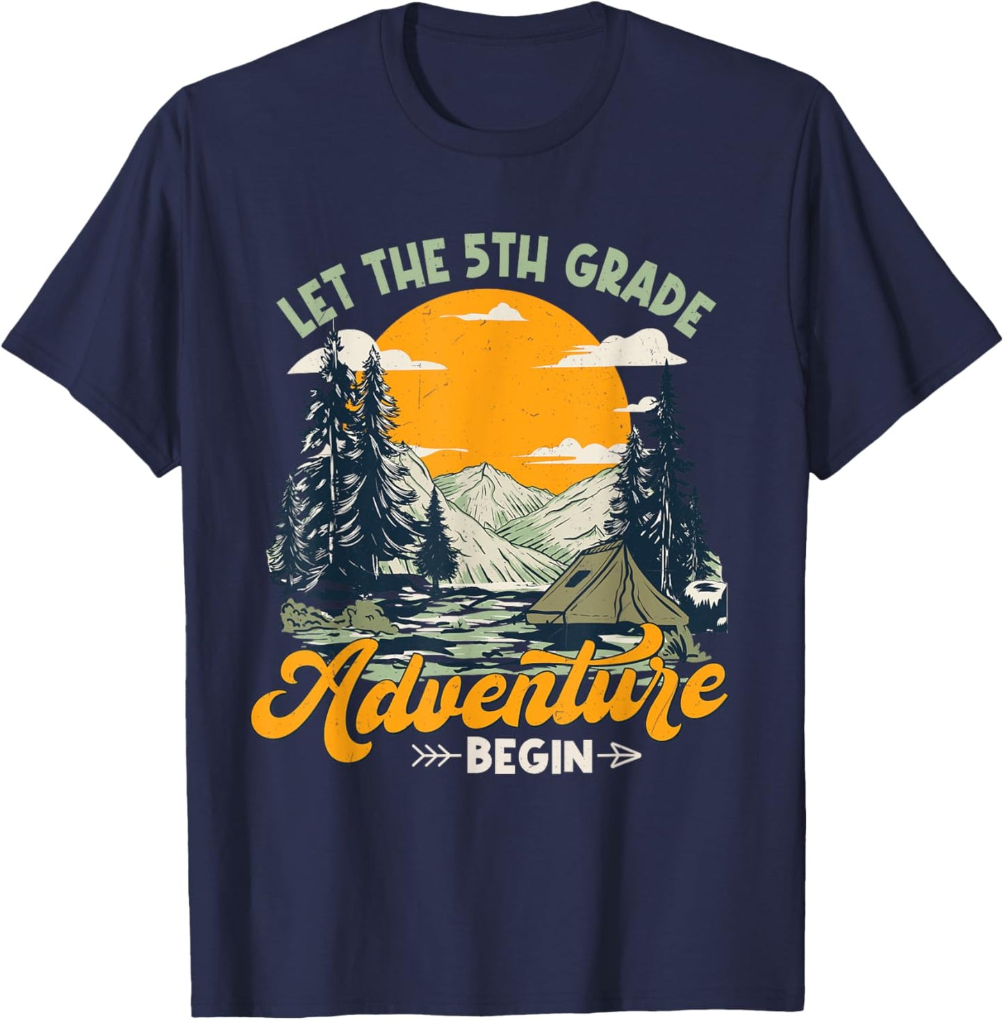 Let get 5th grade adventure begin boys girls back to school T-Shirt - T-Shirt | Navy