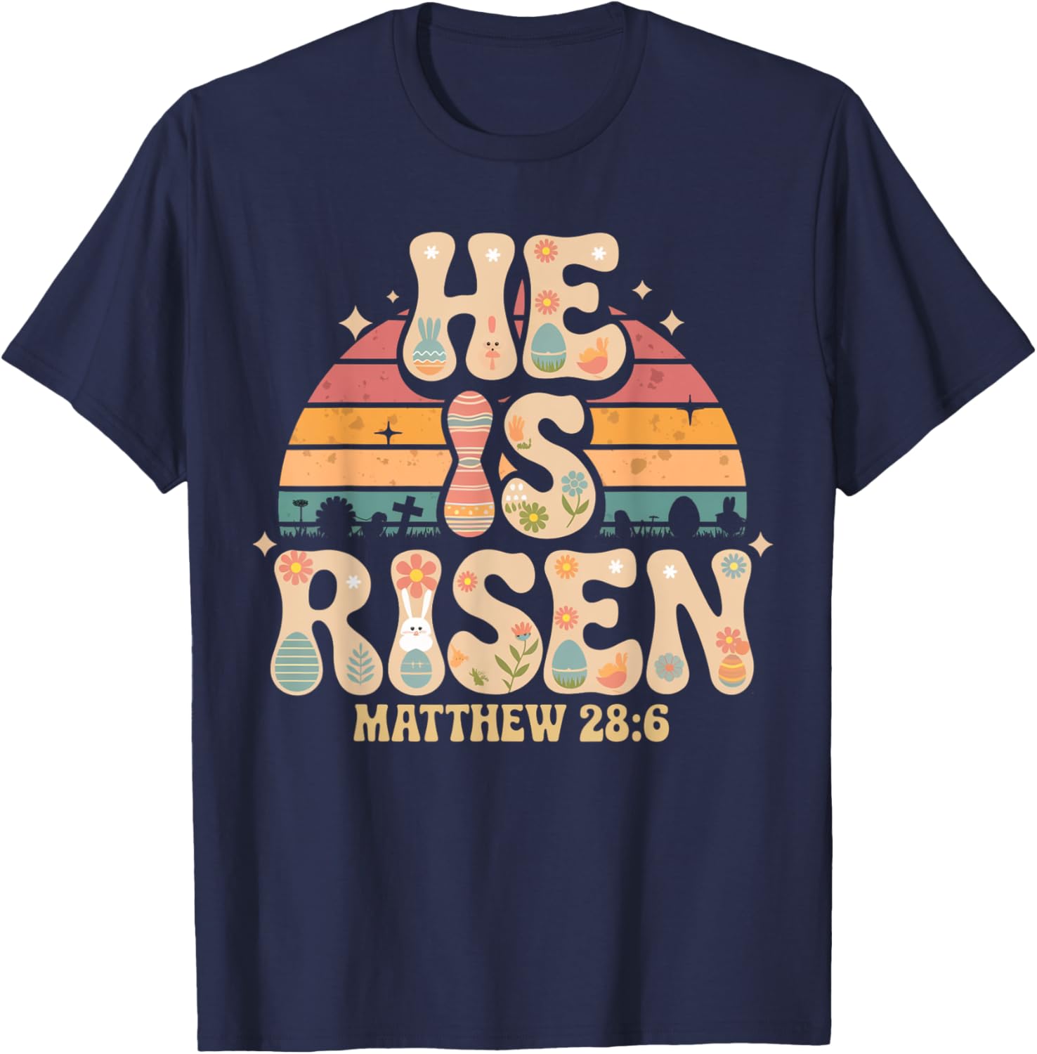 He is Risen Jesus Christian Easter Shirt Women Kids Girls T-Shirt - T-Shirt | Navy