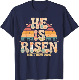 He is Risen Jesus Christian Easter Shirt Women Kids Girls T-Shirt - T-Shirt | Navy