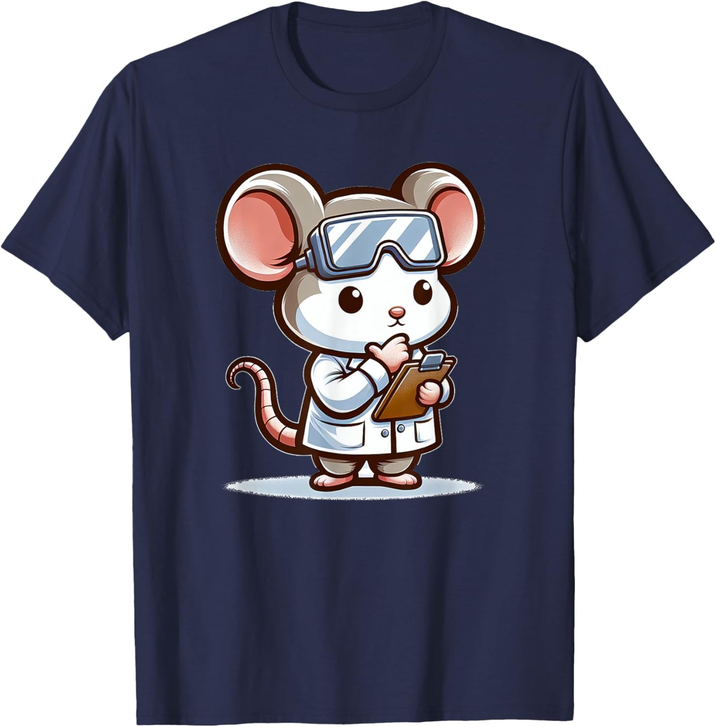 Cute Mouse Scientist T-Shirt - T-Shirt | Navy