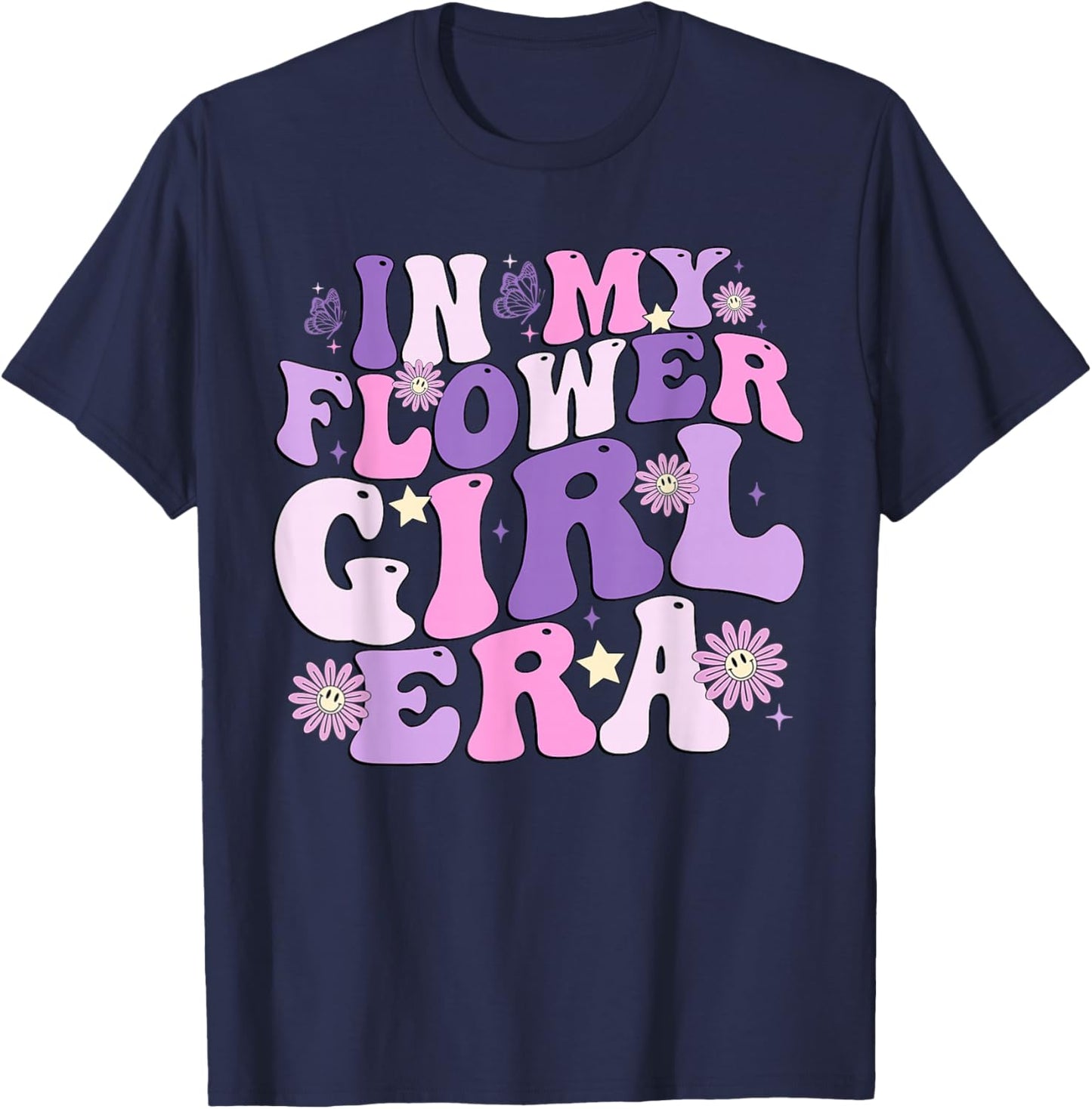 Flower Girl Shirt Groovy In My Flower Girl Era T-Shirt - T-Shirt | Navy