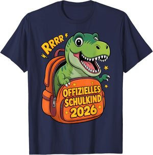 Schulkind 2026 Dino T-Rex – Einschulung Geschenk für Jungen T-Shirt - T-Shirt | Navy