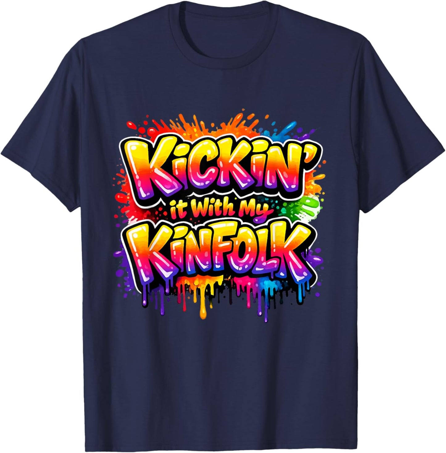 Vintage Kickin It with My Kinfolk Funny Family Reunion 2026 T-Shirt - T-Shirt | Navy