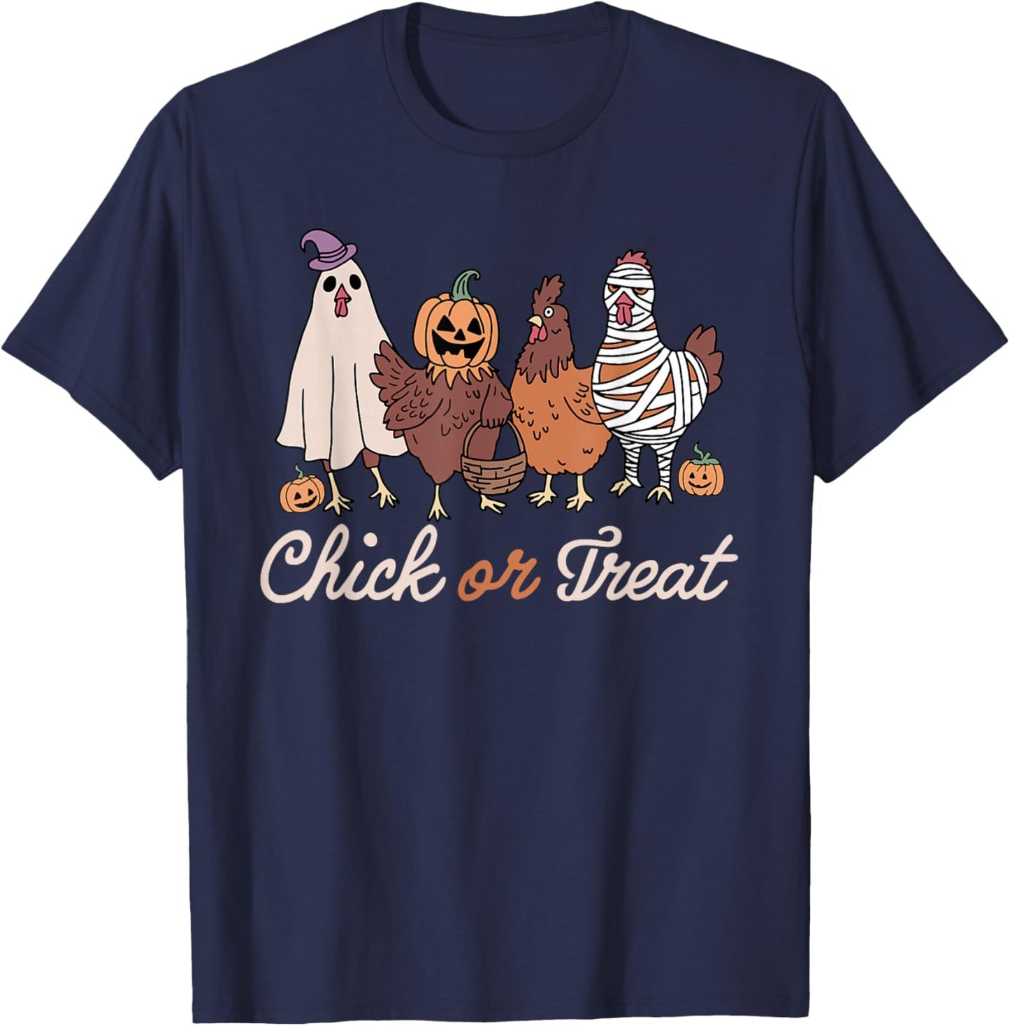 Chick Or Treat Halloween Witch Spooky Chicken T-Shirt - T-Shirt | Navy