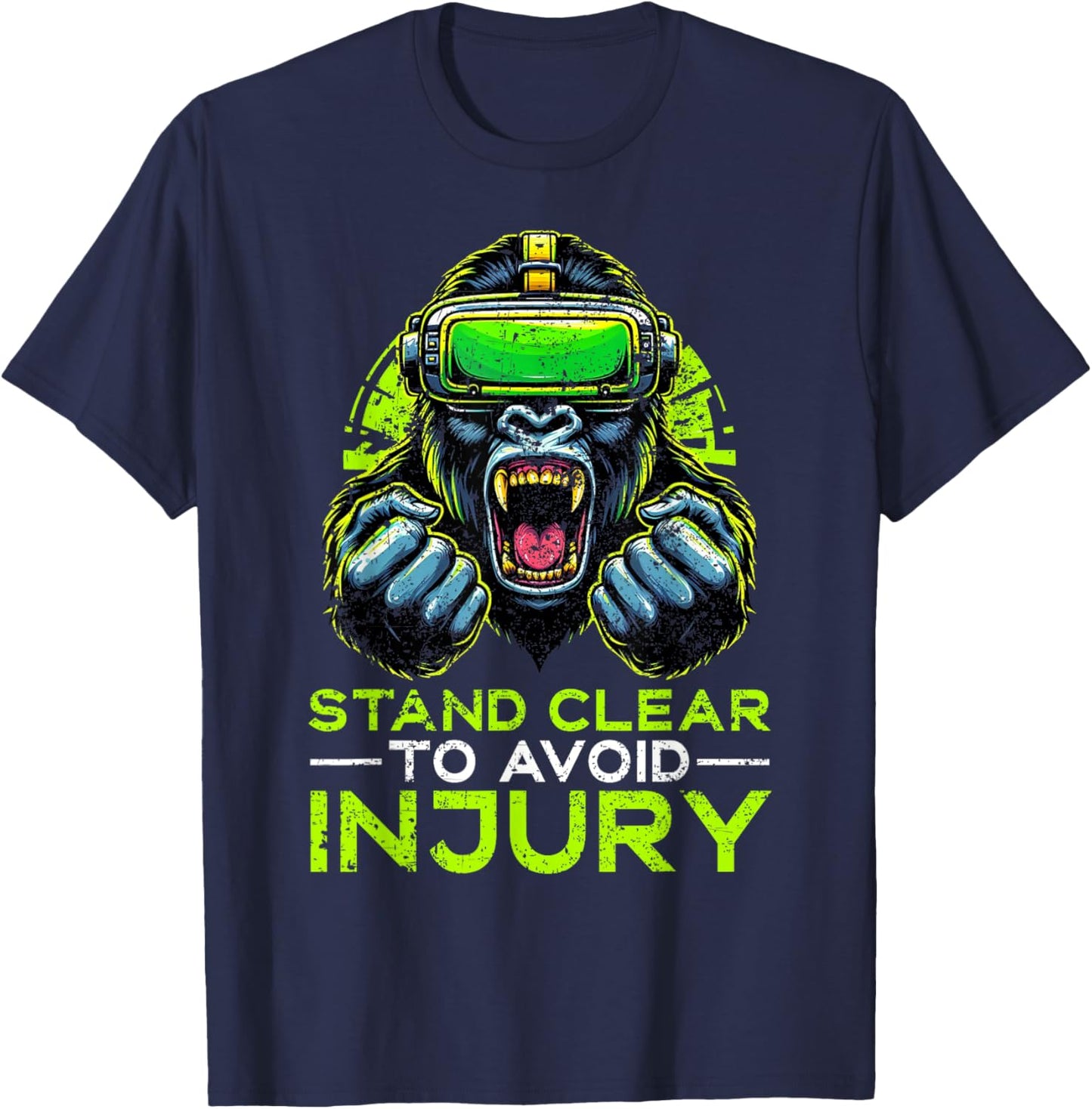 Gorilla VR Gamer Virtual Reality Headset Monkeys T-Shirt - T-Shirt | Navy