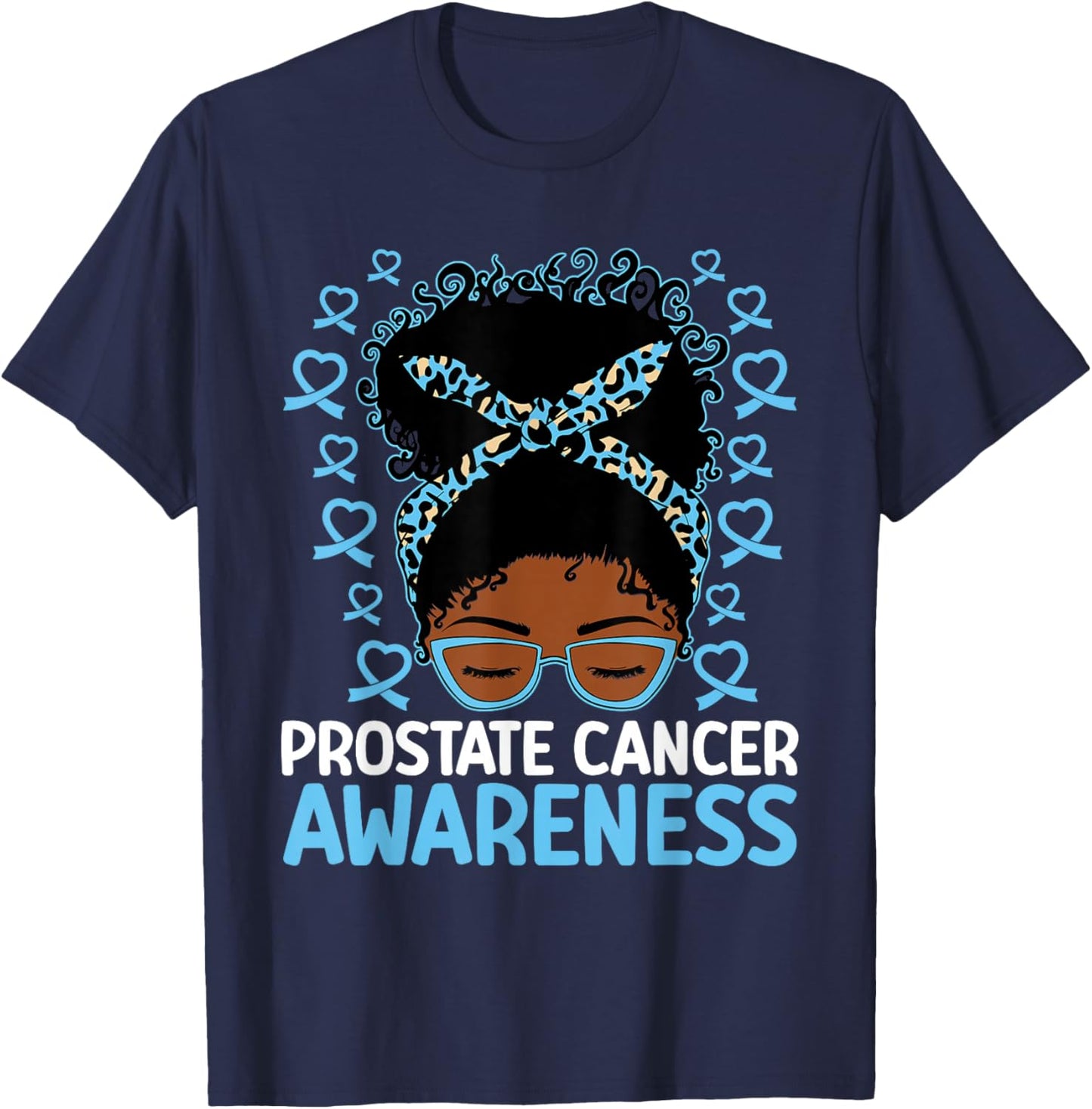 Prostate Cancer Awareness African American Messy Bun T-Shirt - T-Shirt | Navy