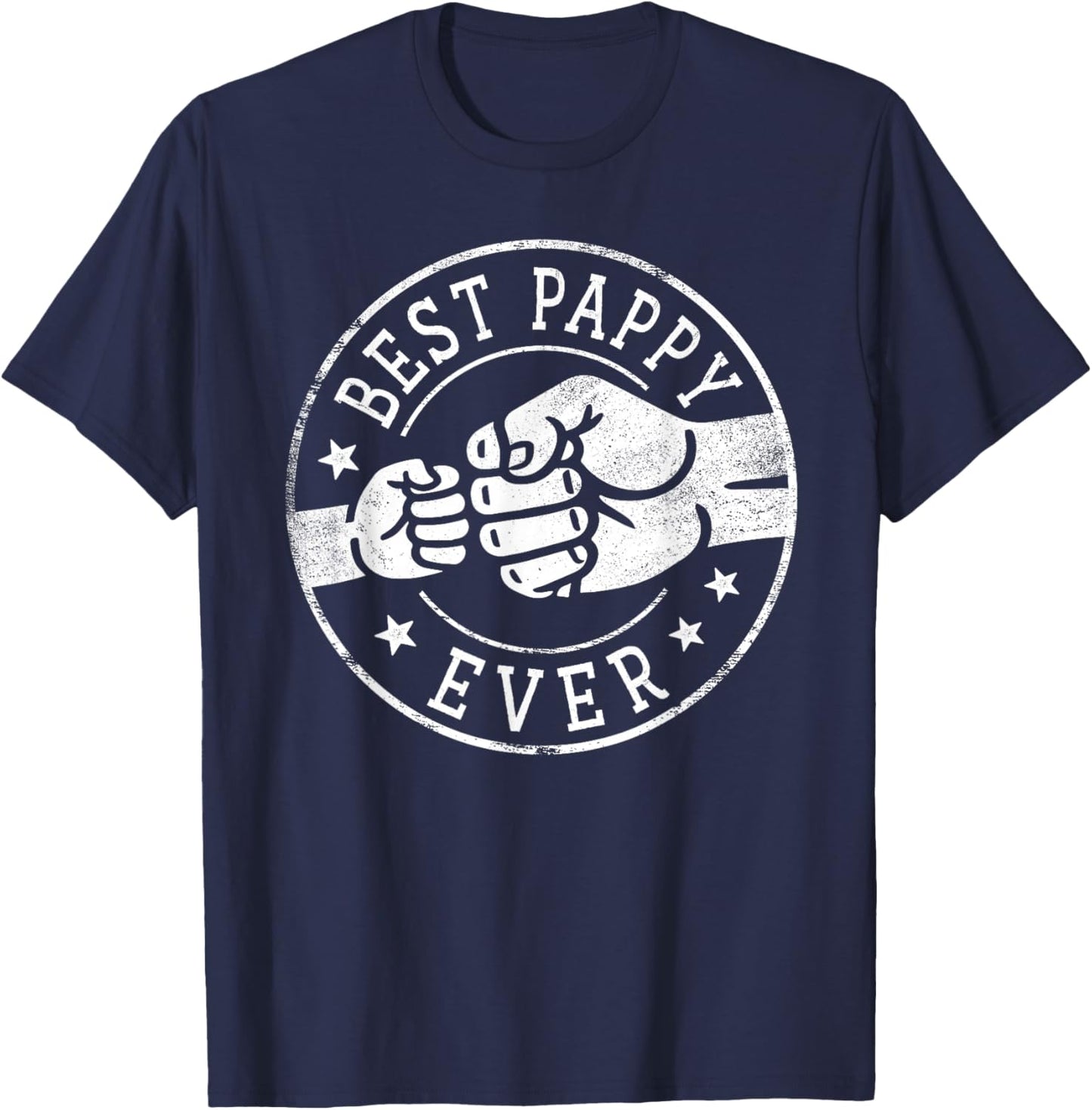 Best Pappy Ever - Fist Bump Circle Emblem Design Pappy T-Shirt - T-Shirt | Navy