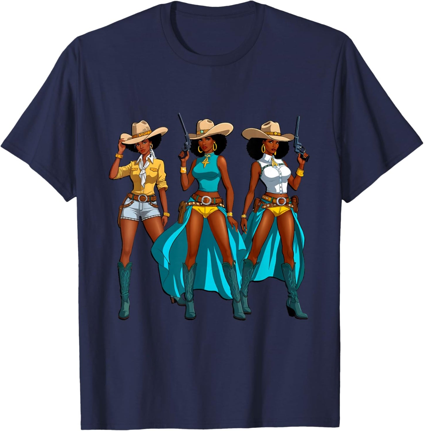 Cowgirl Western Rodeo Black Girls Juneteenth Melanin Women T-Shirt - T-Shirt | Navy