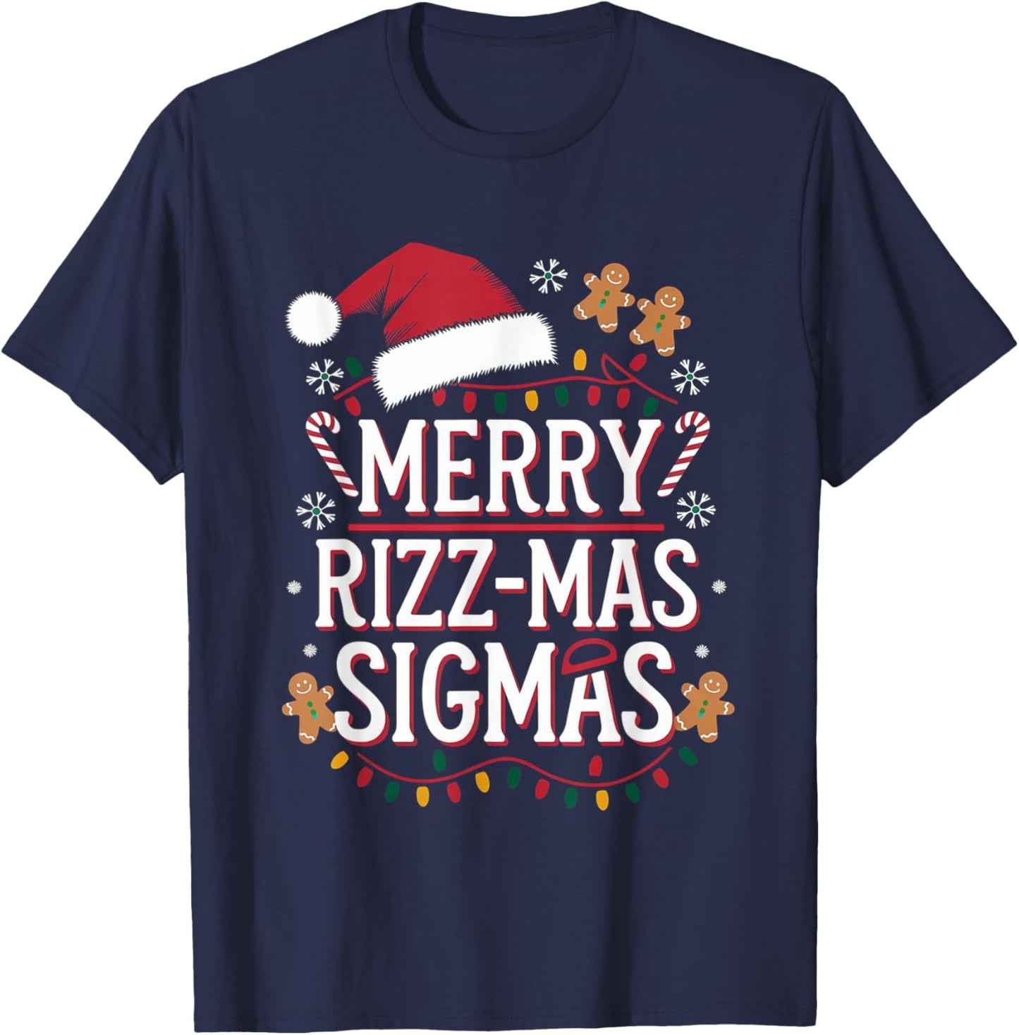 Merry Rizz Mas Sigmas Funny Gen Alpha Christmas Cool Santa T-Shirt - T-Shirt | Navy