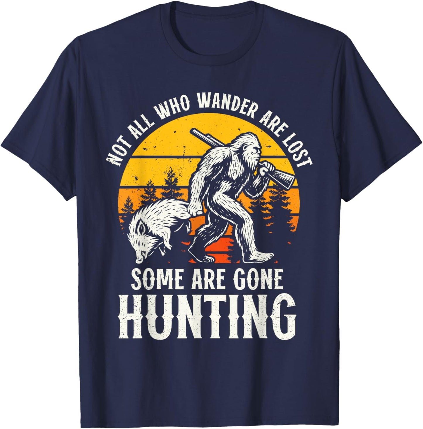 Funny Boar Hunting Bigfoot Wild Hog Hunter T-Shirt - T-Shirt | Navy