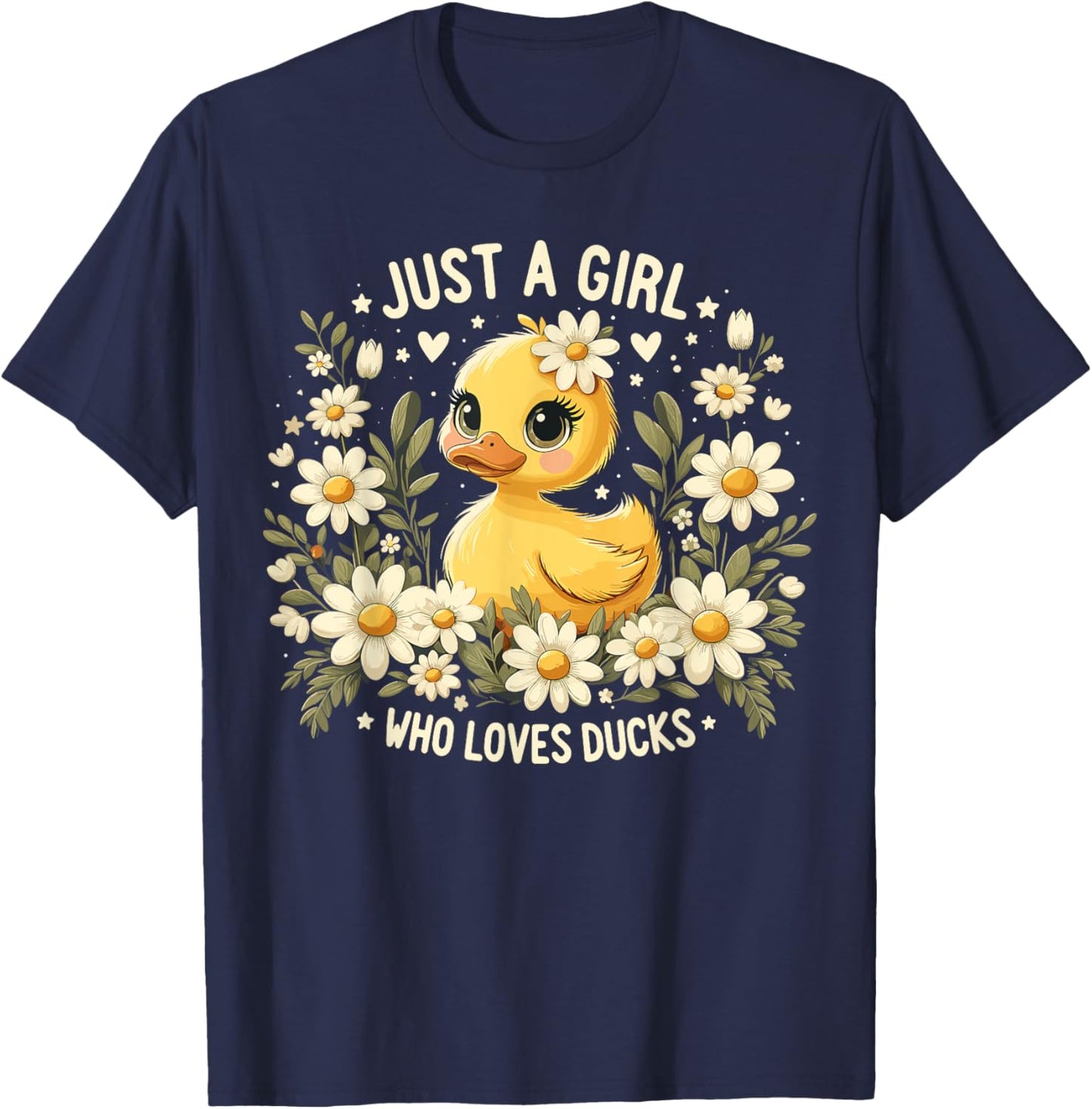 Just a Girl Who Loves Ducks Girl Cute Funny Duck T-Shirt - T-Shirt | Navy