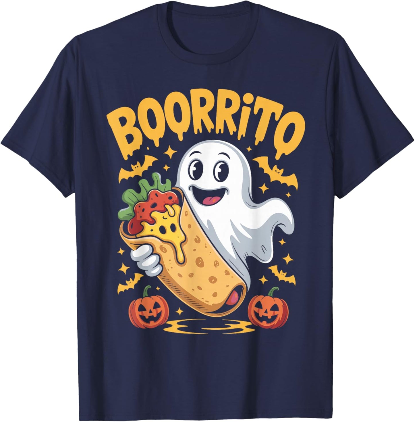 Boorrito Funny Boo Spooky Ghost Burrito Halloween Costume T-Shirt - T-Shirt | Navy