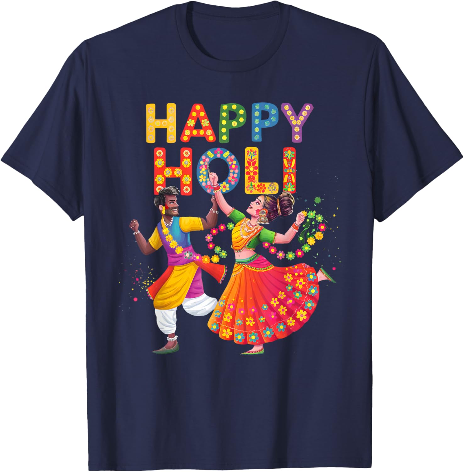 Happy Holi Funny Festival Colors India Hindu Kids Women T-Shirt - T-Shirt | Navy