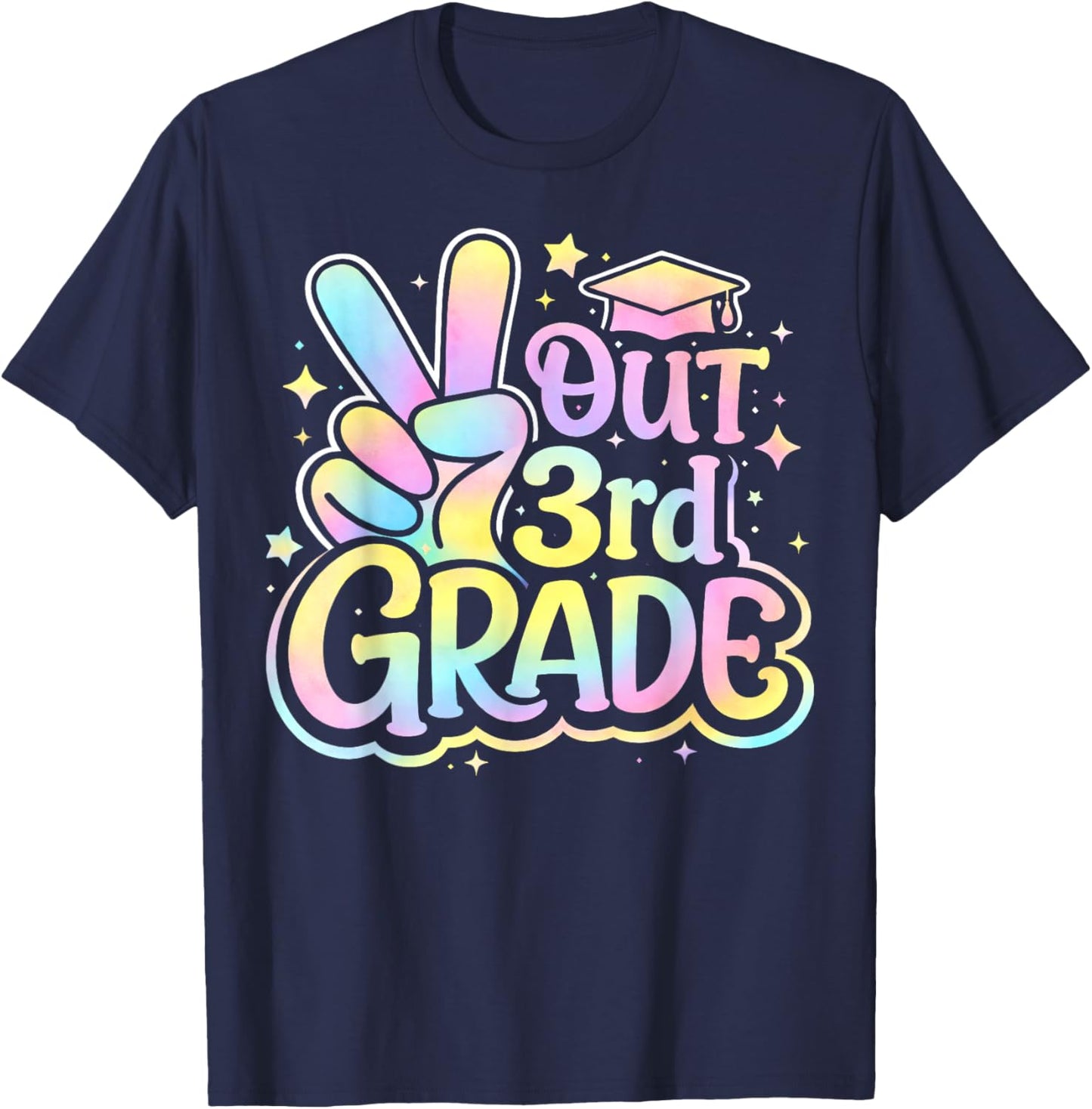 Last Day of School Peace Out 3rd Grade Pastel Teacher Kid T-Shirt - T-Shirt | Navy