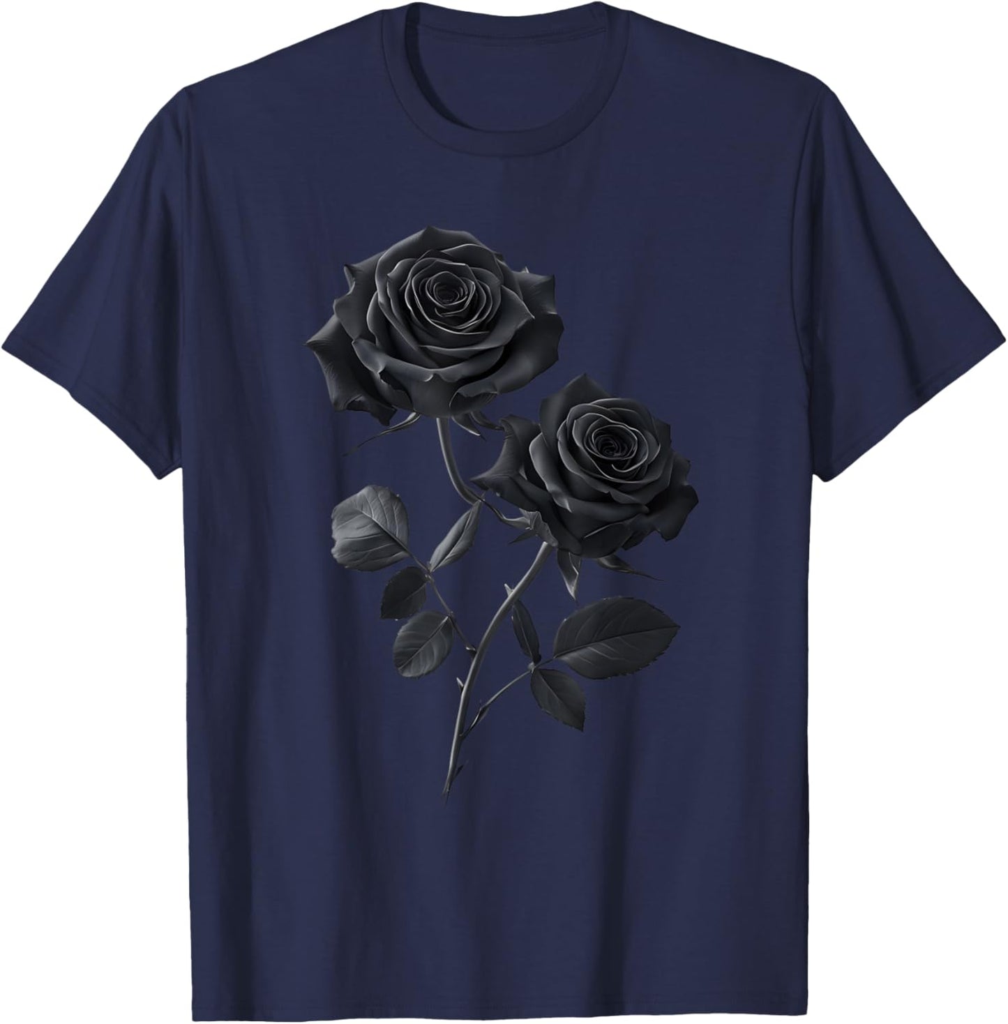 Beautiful Black Roses Flower Couple T-Shirt - T-Shirt | Navy