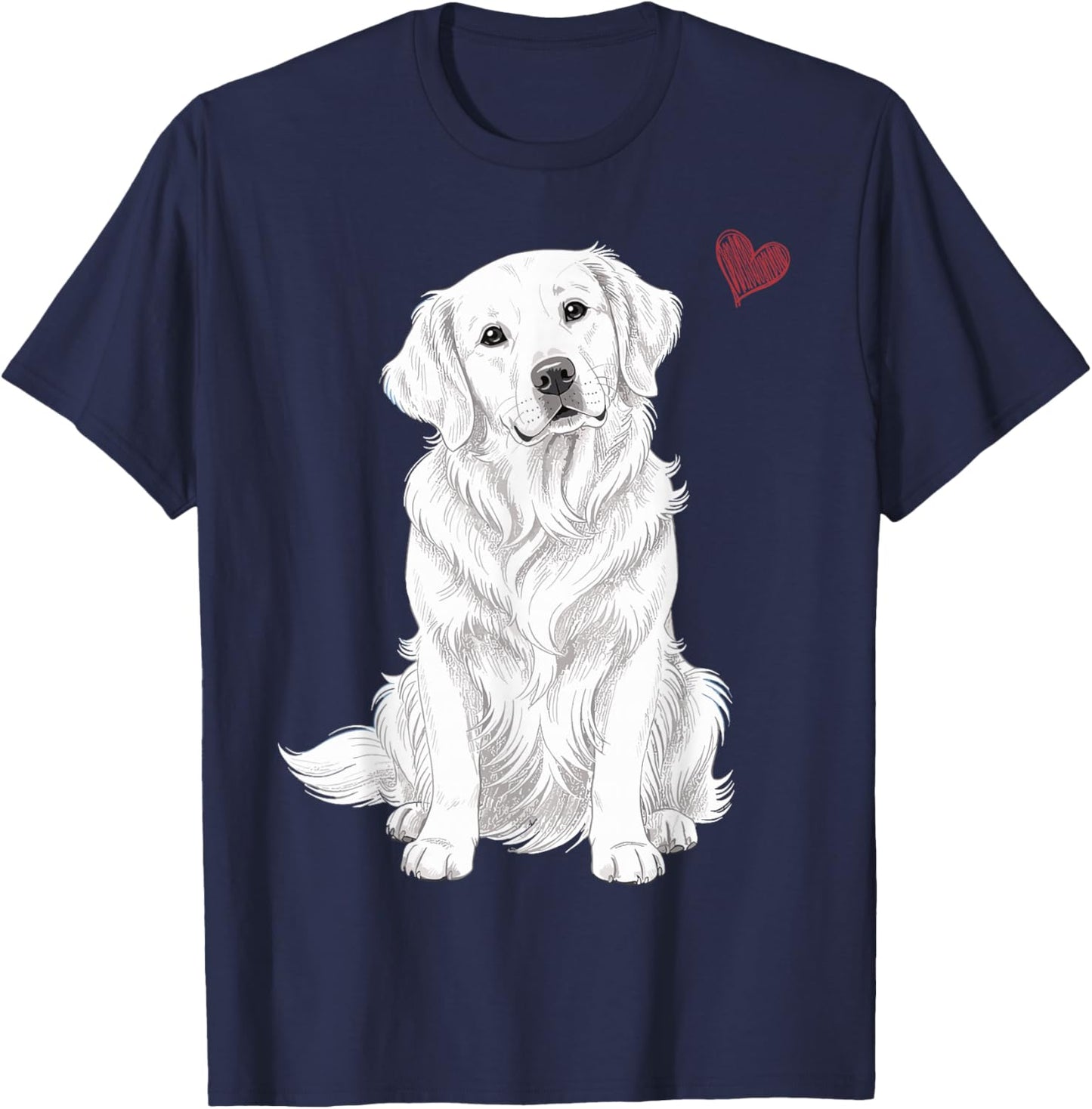 White English Cream Golden Retriever, White Golden Retriever T-Shirt - T-Shirt | Navy