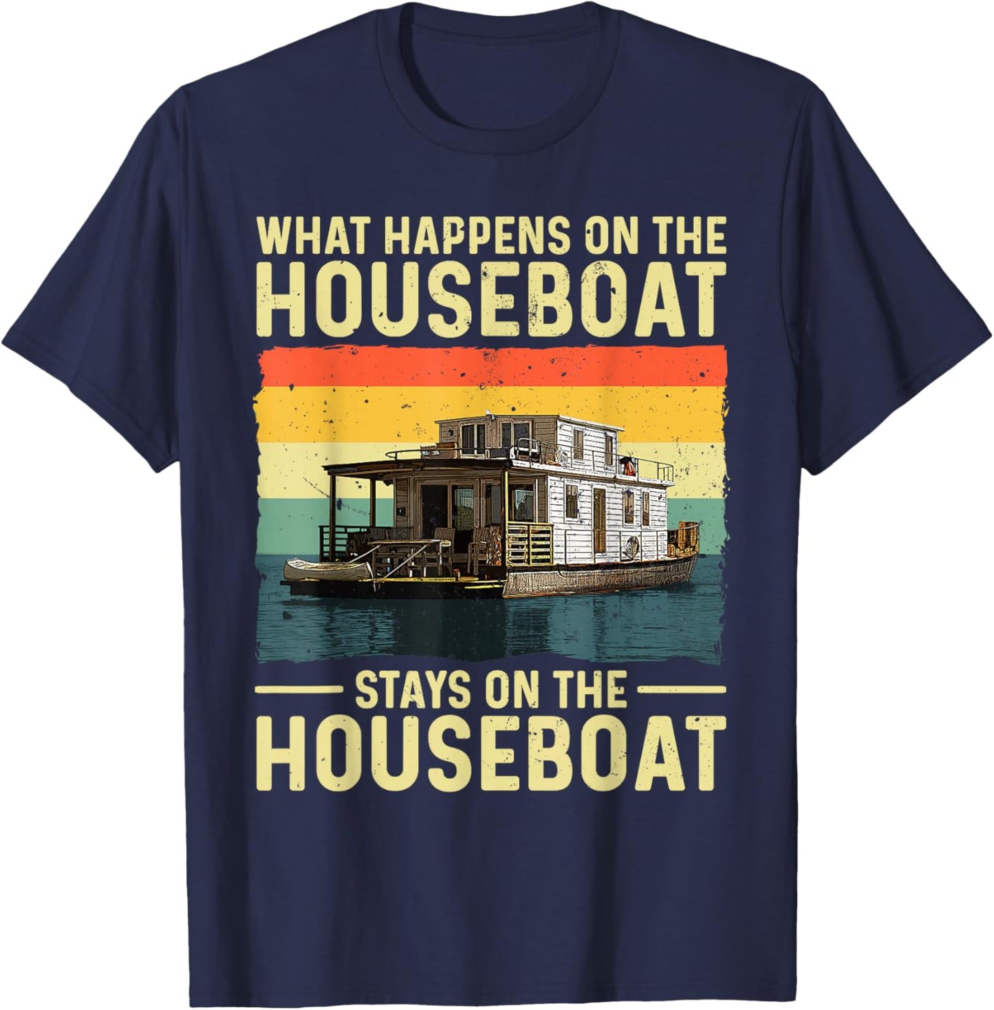 Houseboat Design Women House Boat Captain Houseboat T-Shirt - T-Shirt | Navy