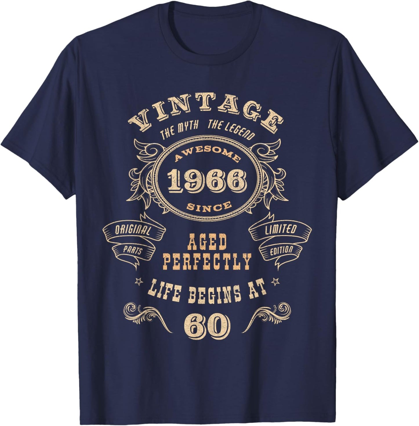 60-Year-Old 60th Birthday - Vintage 1966 T-Shirt - T-Shirt | Navy