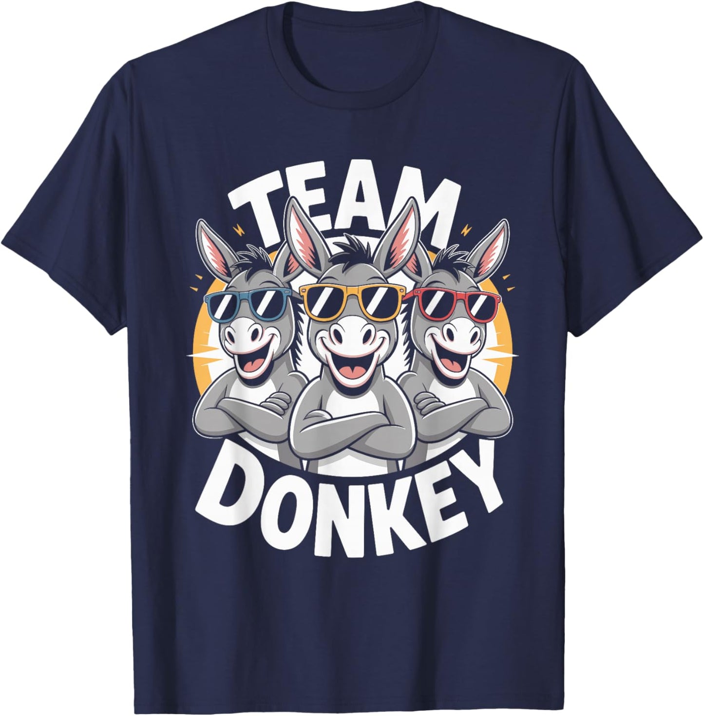 Donkey Team Funny Cartoon HEE-Haw Farm Birthday Party T-Shirt - T-Shirt | Navy
