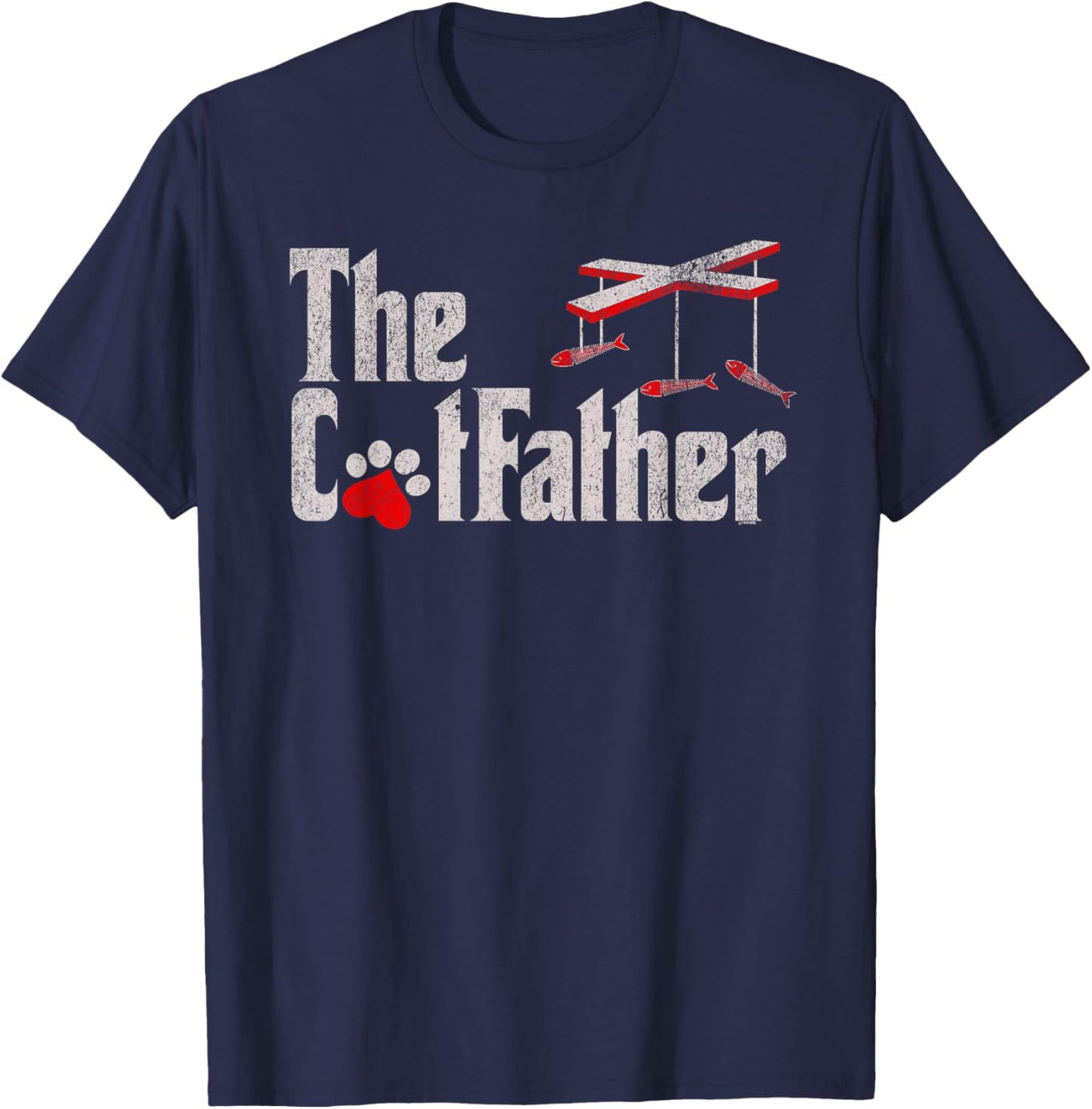Funny Cat Dad Parody Cat Father Feline Lover T-Shirt - T-Shirt | Navy