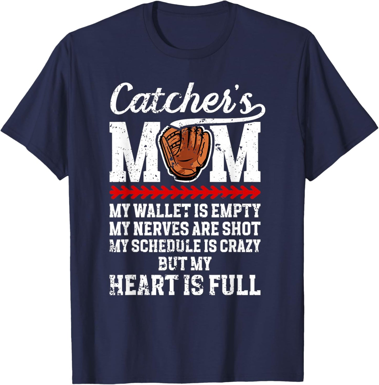 Catcher's Mom Baseball Catcher Mom Baseball Catcher Mother T-Shirt - T-Shirt | Navy