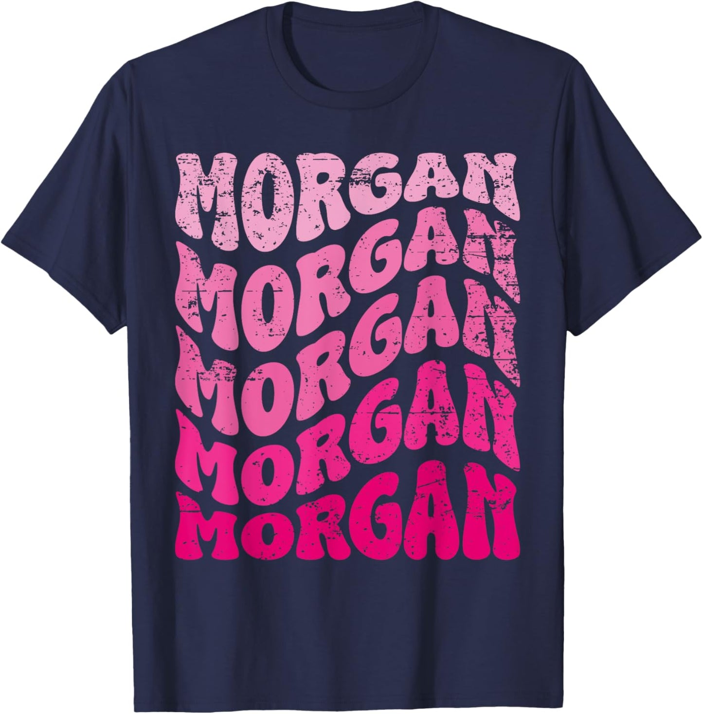 Retro Morgan First Name Personalized Morgan Groovy Vintage T-Shirt - T-Shirt | Navy