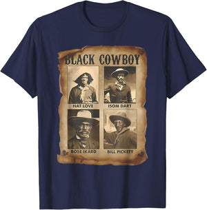 Black Cowboy Western Rodeo Melanin Black History Texas Men T-Shirt - T-Shirt | Navy