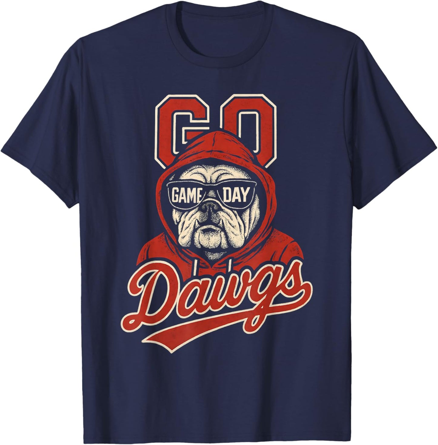 Bulldogs Graphic Go Dawg Men Women Kid Boy Girl T-Shirt - T-Shirt | Navy